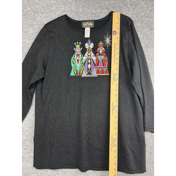 Bob Mackie Sweater Womens Large Three Wise Men Holiday Metallic Pullover Art - Picture 4 of 7